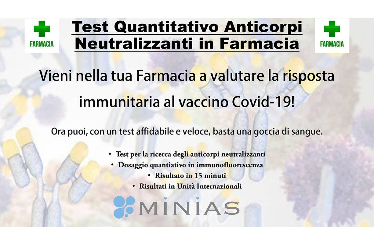 Nuovo servizio offerto dalla farmacia: test quantitativo per la ricerca di anticorpi neutralizzanti